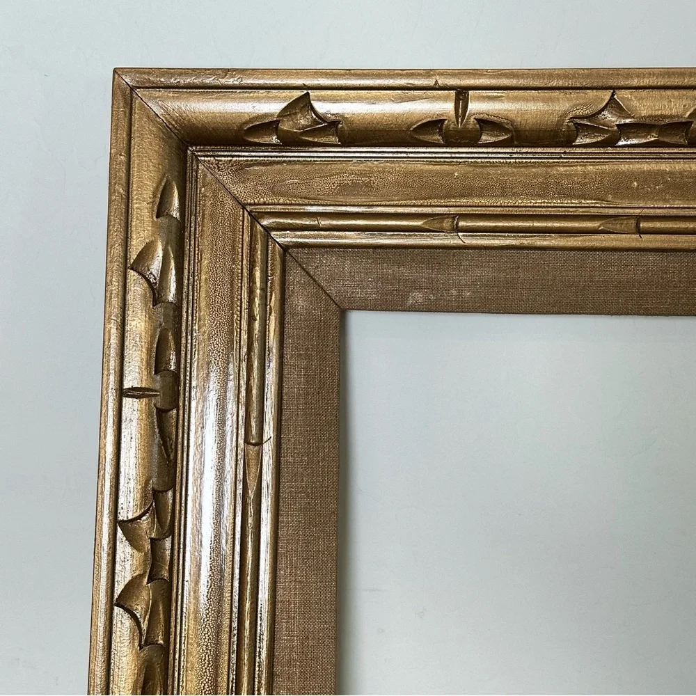 Vintage Antique Gold Painted carved wood 12x10”-18x20”picture/art frame